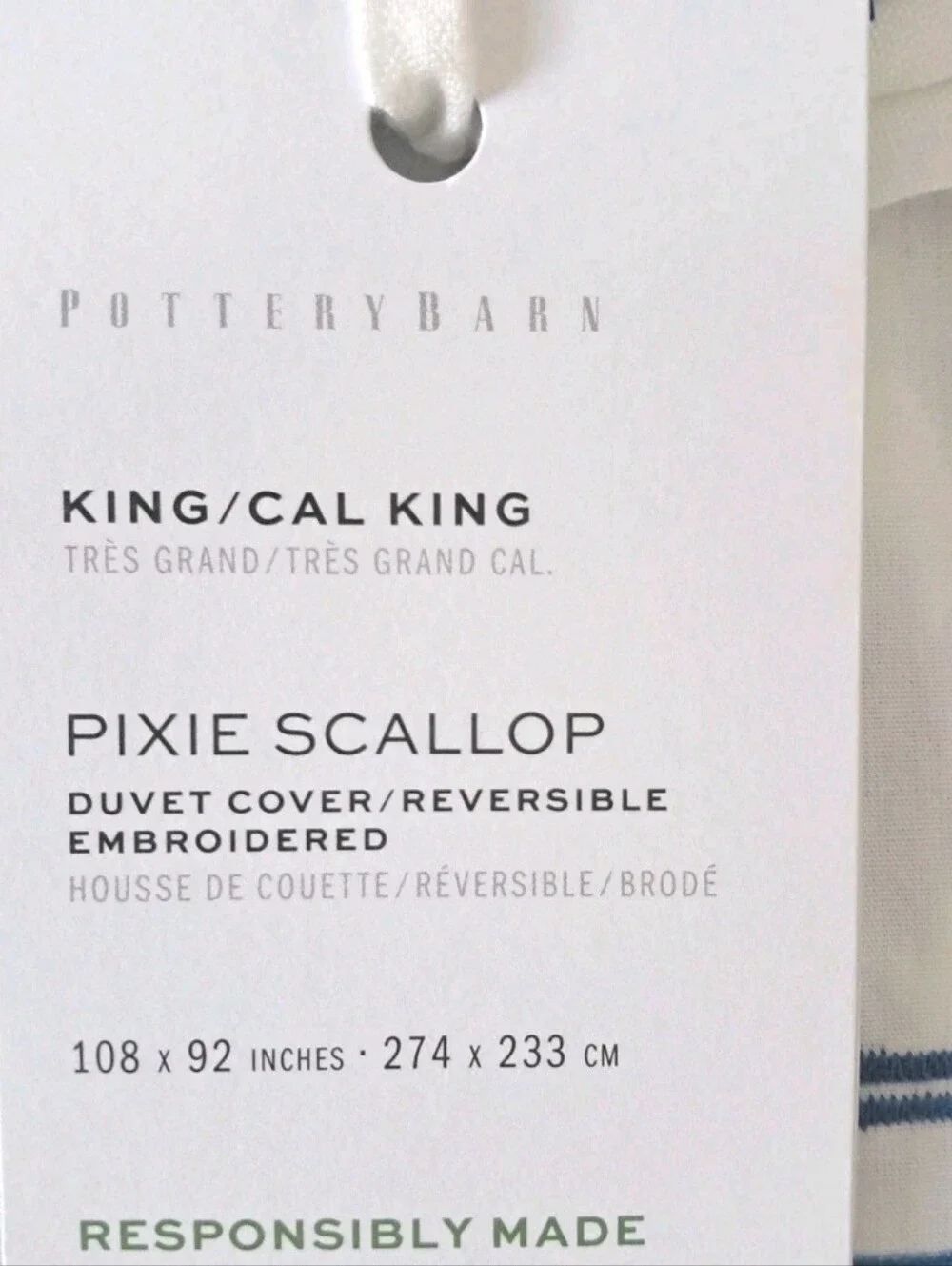 Pottery Barn Mark D. Sikes Pixie Scallop Reversible Duvet Cover King/Cal King